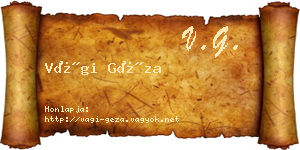 Vági Géza névjegykártya